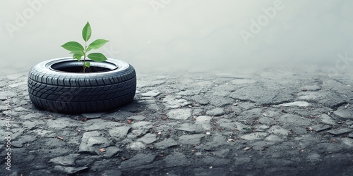 The appearance of used tires cares for the environment photo
