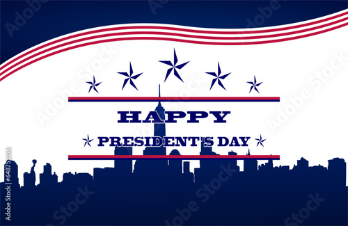 Happy President's Day American Flag Background White Blue Design, Banner, Poster, Greeting Card Vector Illustration.
