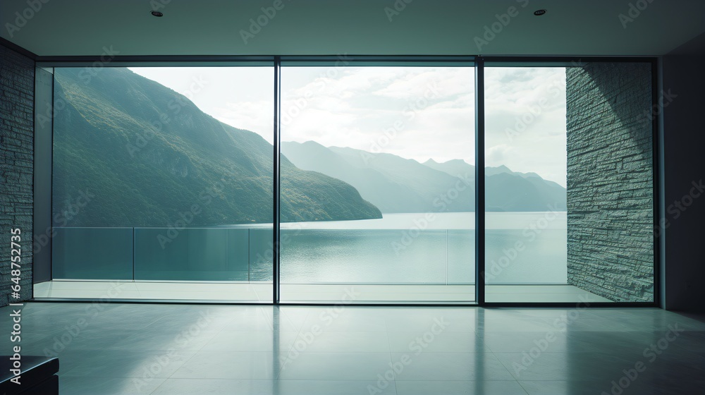 Tranquil Gaze Through a Minimal Glass Window.