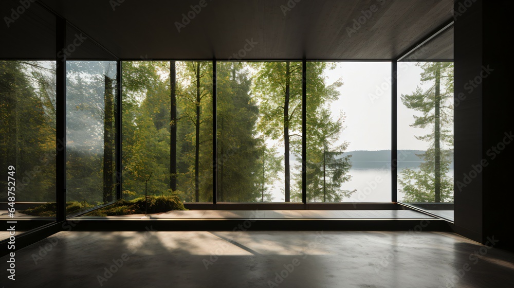 Fototapeta premium Tranquil Gaze Through a Minimal Glass Window.
