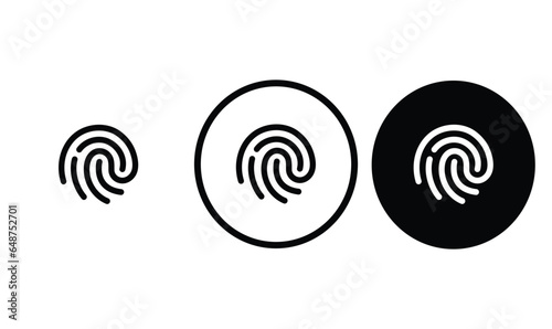 icon fingerprint black outline for web site design and mobile dark mode apps Vector illustration on a white background