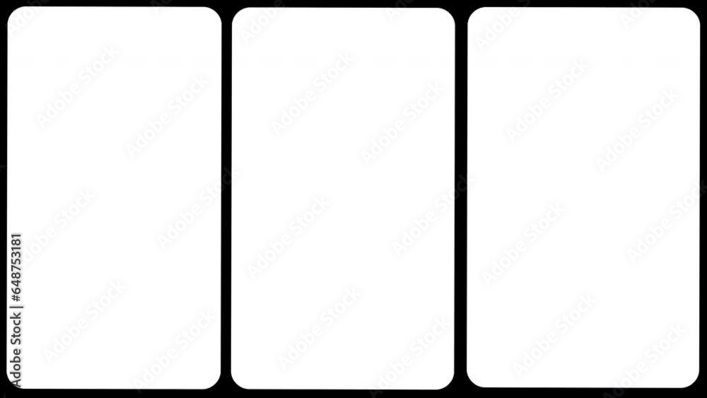 3 Vintage Film Vertical Split Screen Frame Mattes 4K Video Overlay Background Loop
