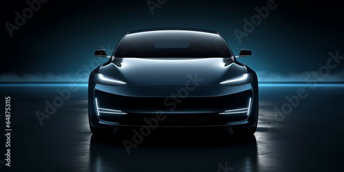 A luxury electric car with a dark appearance © Roni