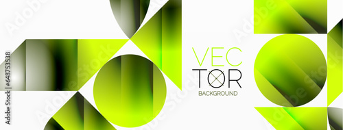 Serene gradient template. Circles and triangles mingle in minimalist perfection. Gentle fusion of forms and hues creates balanced yet captivating backdrop, embodying modern sophistication