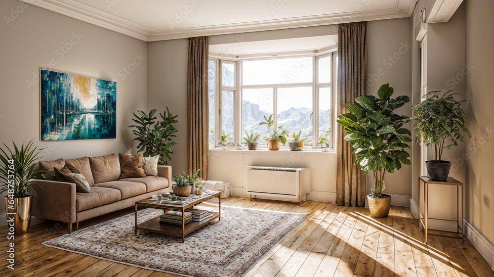 Fototapeta premium Luminous Tranquility: Embracing Natural Light in Contemporary Design