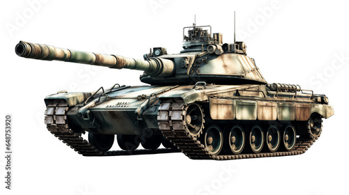 Military Tank isolated on transparent background, Generative ai