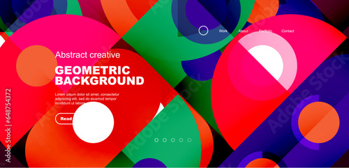Abstract technology landing page background with circles and round elements. Creative concept for business, technology, science or print design