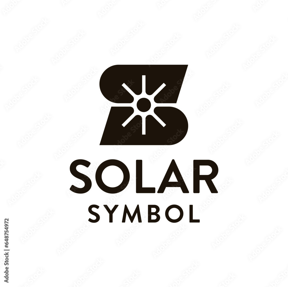 Initial Letter S with Sun Solar Panel Energy Logo Design Initial Letter S with Sun Solar Panel Energy Logo Design