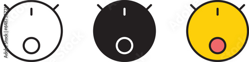 Robot vacuum cleaner isolated icons collection. Cleaning robot vector icons lined, isolated and colored version. Vector illustration