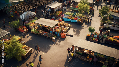 Striking Drone Footage of Lively Outdoor Market - Ideal for Local Business Ads..