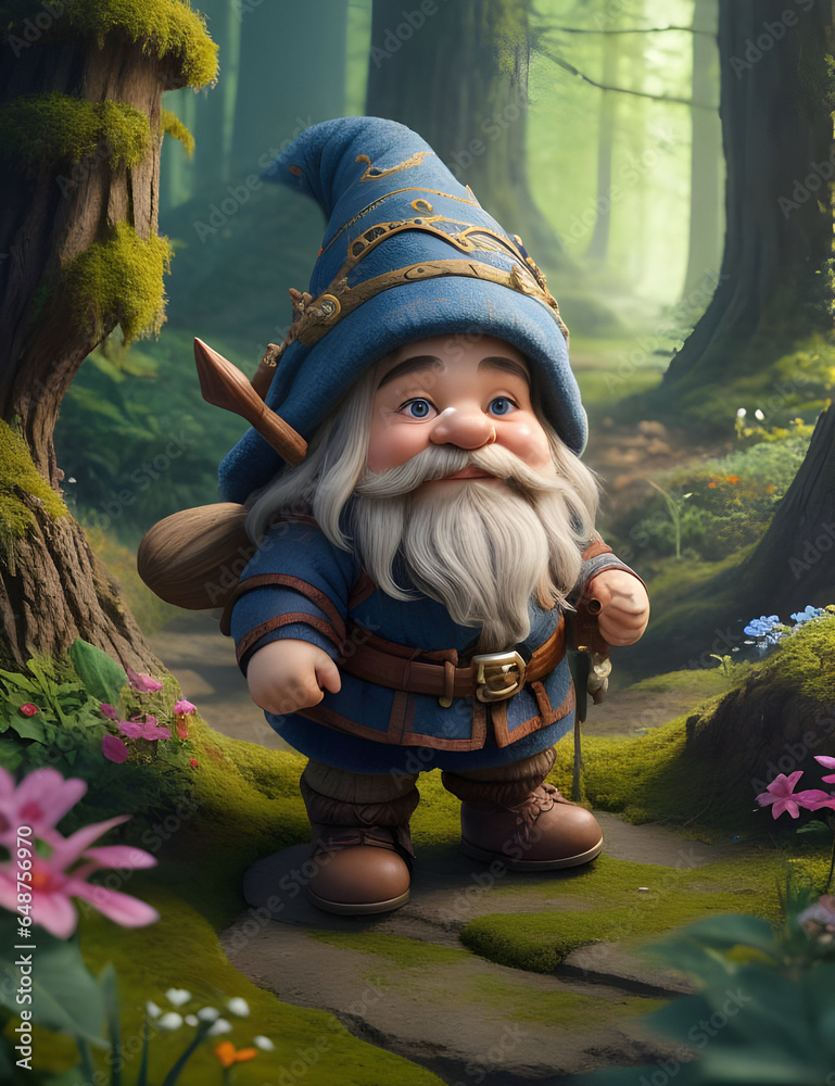 Dwarf in Forest Animation Cartoon, Illustration - obrazy, fototapety, plakaty 