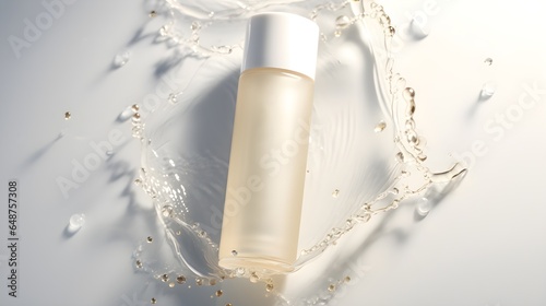 Nourish hair of shampoo or serum mockup in water splash . genarative ai