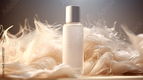 Nourish hair of shampoo or lotion mockup in water splash . genarative ai photo