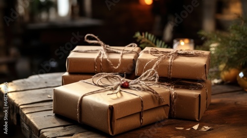 Photo of a homemade gift set wrapped in simple materials.