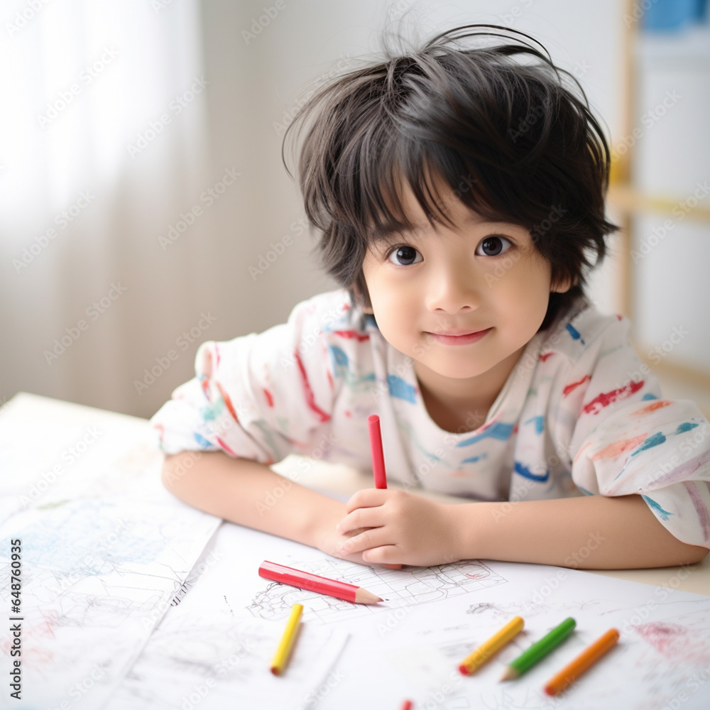 お絵描きをする子供 お絵描きをする子供