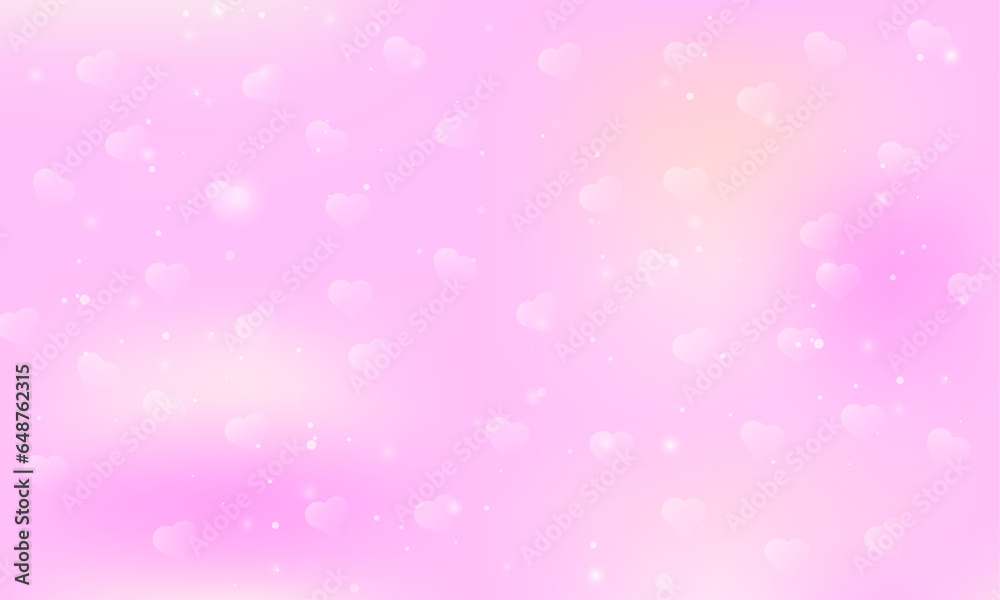 Vector fantasy valentine background. pattern in pastel colors. purple sky with stars and hearts
