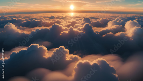 雲海の空の夕焼け