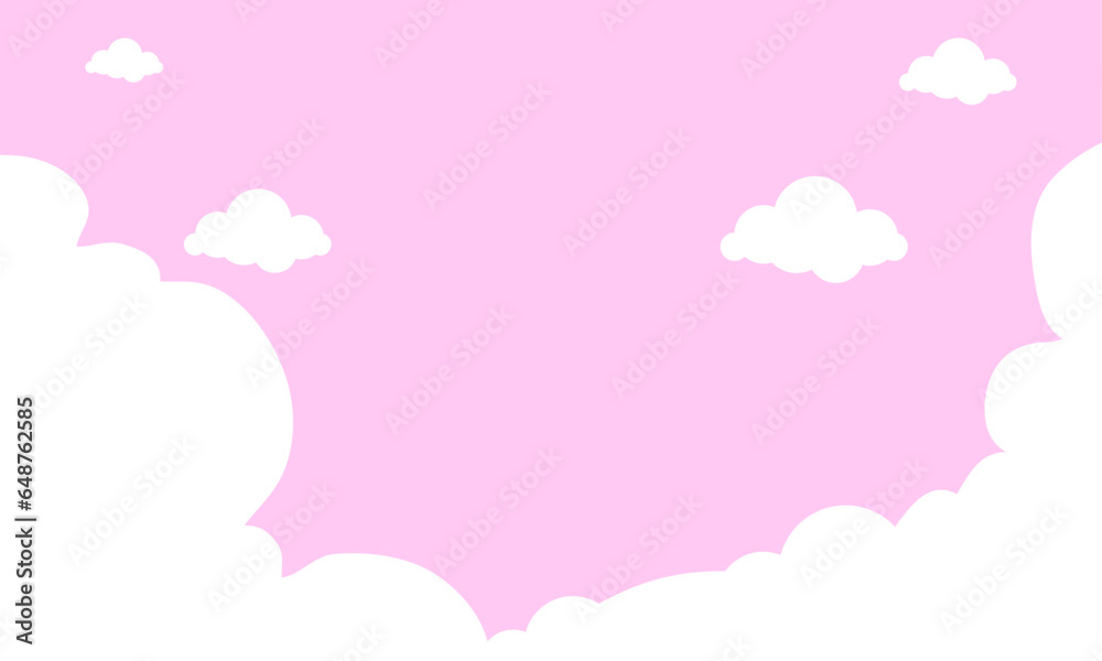 Vector pink sky and clouds illustration background