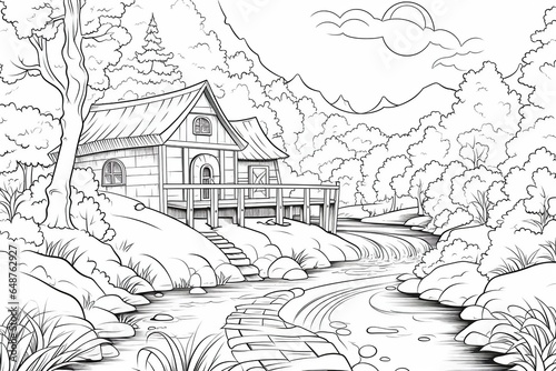Coloring pages: Printable or digital illustrations designed for coloring with a variety of colors,Generated with AI