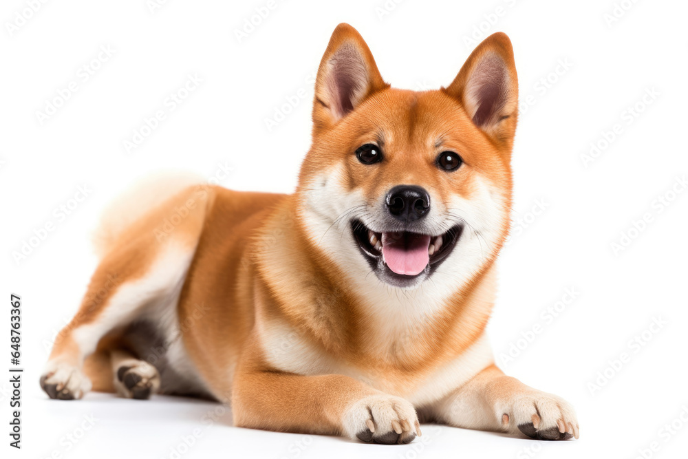 Red-haired shiba inu dog isolated on a white background