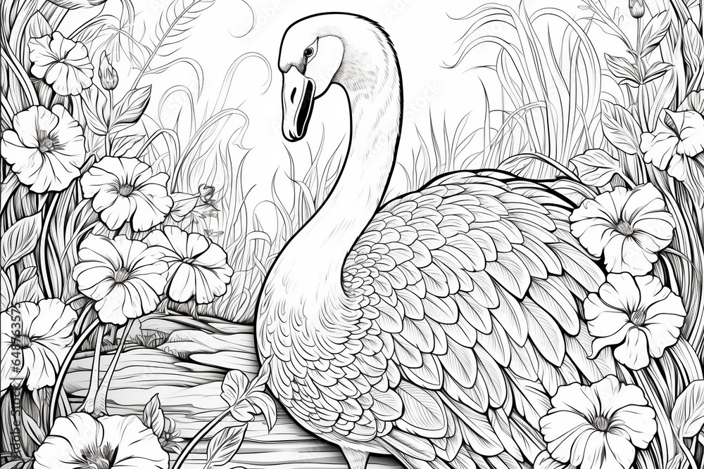 Fototapeta premium Coloring pages: Printable or digital illustrations designed for coloring with a variety of colors,Generated with AI