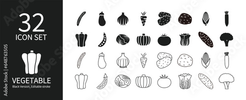 Iconic set of various vegetables and root crops