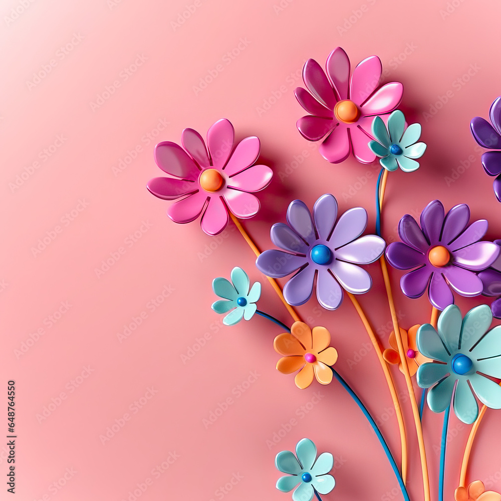 Fototapeta premium pink flower background,Colorful Floral Symphony on a Pastel Canvas,bouquet of daisies