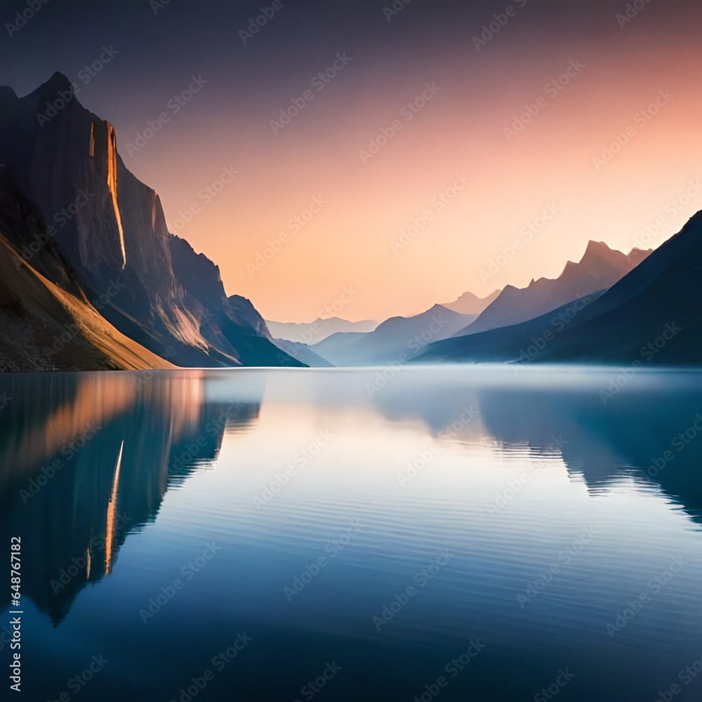 Beautiful unusual space planet in space reflected in water, galaxy stars night sky.AI generated