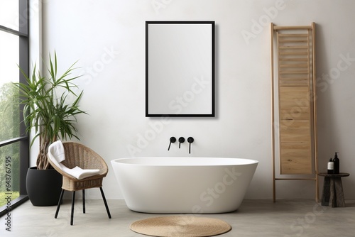 Modern Aesthetic Bathroom Interior Design Created with Generative AI