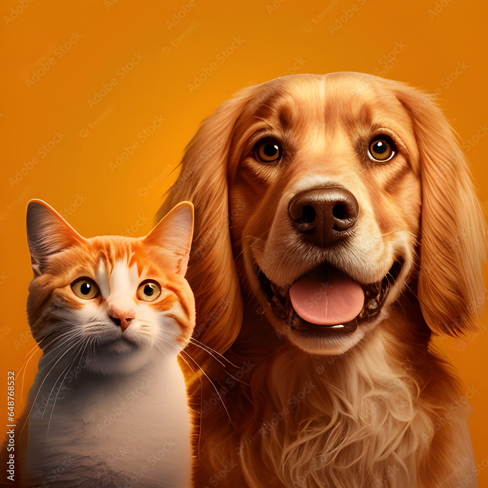 cat and dog cute animals , together 