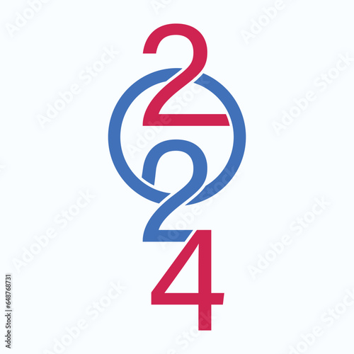 Happy New Year 2024 design. New Year 2024 typography design concept.