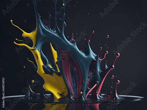 Ink colors falling onto water  vibrant colors