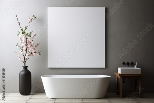 Modern Aesthetic Bathroom Interior Design Created with Generative AI © dendyh7