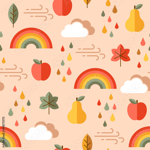 Minimal geometric natural elements pattern design for autumn season.