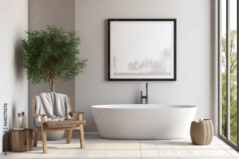 Fototapeta premium Modern Aesthetic Bathroom Interior Design Created with Generative AI