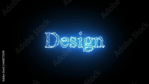 Abstract neon glowing blue color Design text icon on black background.