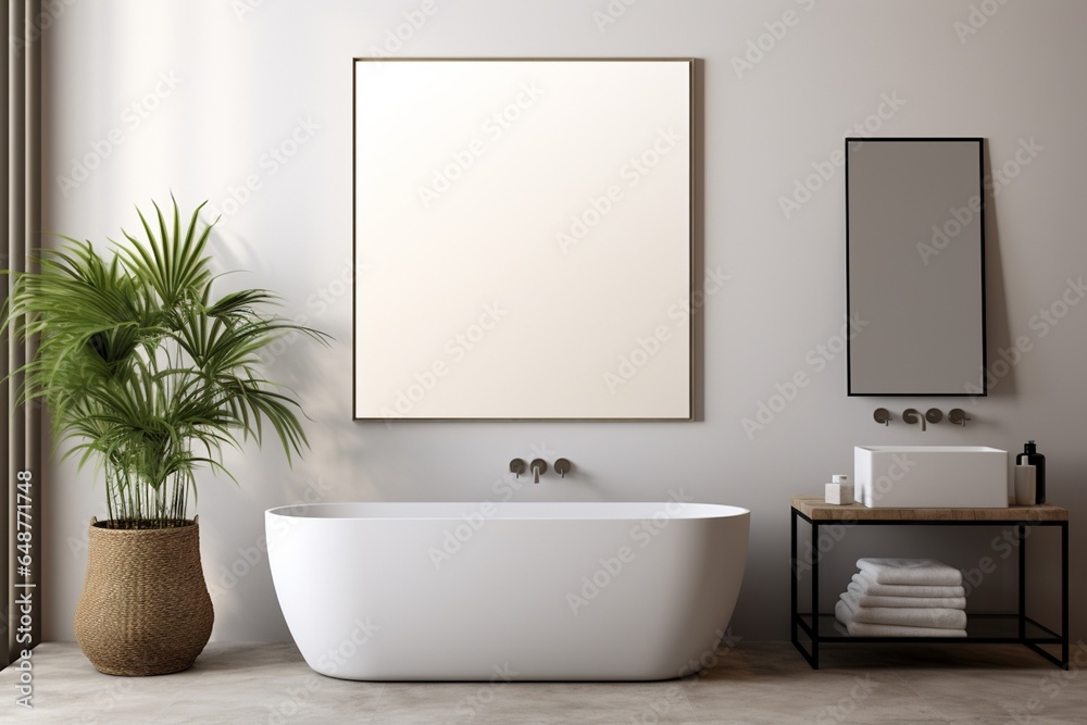 Modern Aesthetic Bathroom Interior Design Created with Generative AI Modern Aesthetic Bathroom Interior Design Created with Generative AI