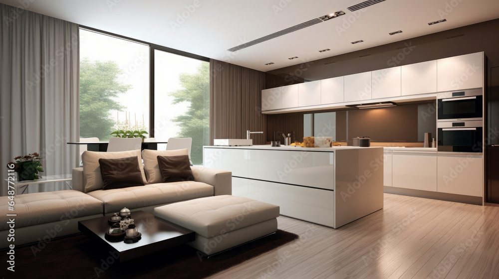Fototapeta premium Contemporary Living: Elevating Your Space with Modern Interior Design