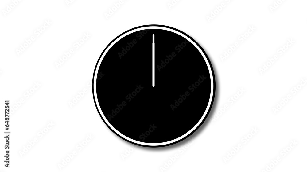 Beautiful 2d flat clock with gradient cyan background. Black and white ...
