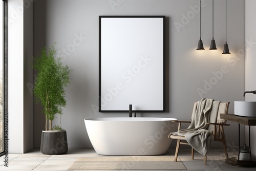 Modern Aesthetic Bathroom Interior Design Created with Generative AI