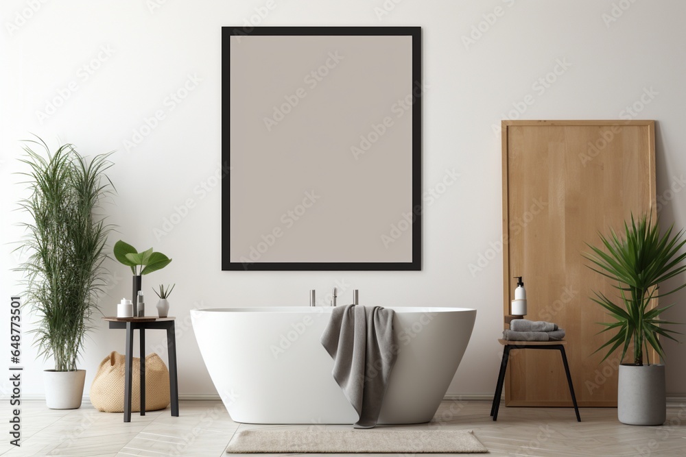 Modern Aesthetic Bathroom Interior Design Created with Generative AI Modern Aesthetic Bathroom Interior Design Created with Generative AI