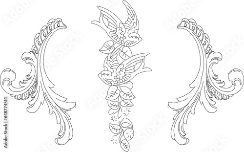 Vector sketch illustration of floral classic logo icon ornament design for completeness of the image