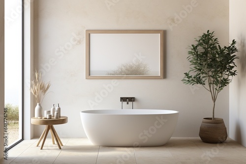 Modern Aesthetic Bathroom Interior Design Created with Generative AI