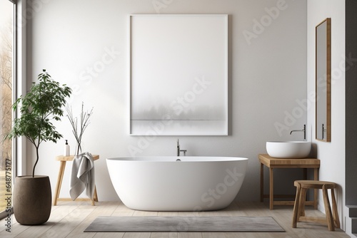 Modern Aesthetic Bathroom Interior Design Created with Generative AI