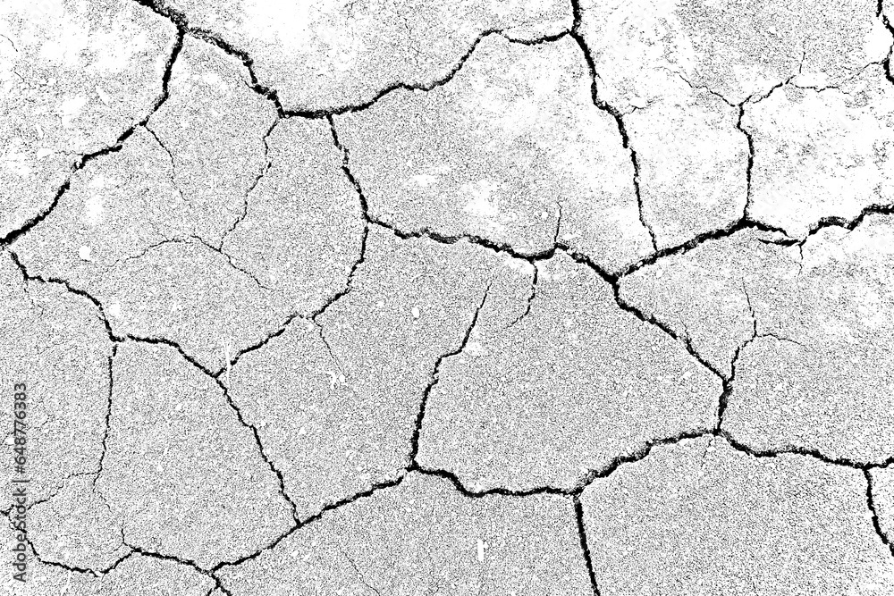 Texture soil dry crack background pattern of drought lack of water of nature white black old broken.