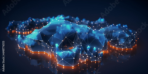 Innovative communication tech concept of a globally connected world cloud computing network . Global Connectivity Through Cloud Computing