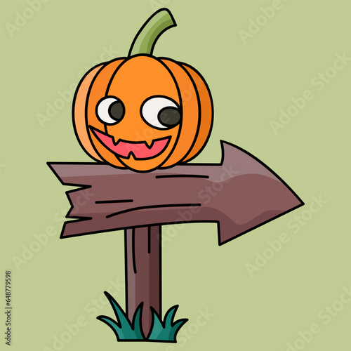 arrow pumpkin jack halloween smile cute cartoon colored

