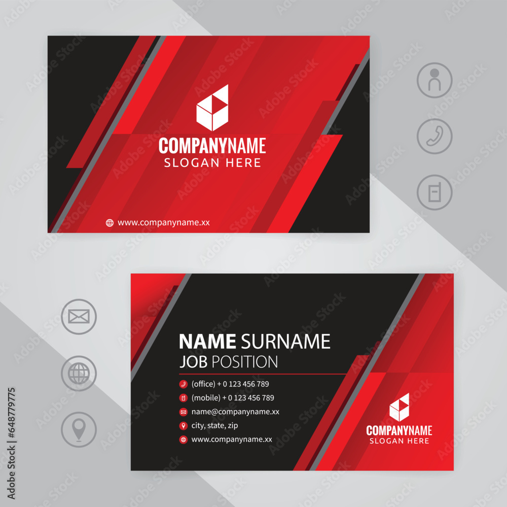 Fototapeta premium Set of red and black Modern Corporate Business Card Design Templates, vector eps 10