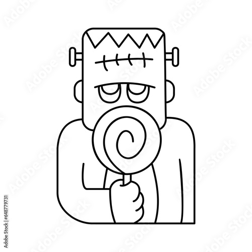 frankenstrein halloween lollipop drawing cute cartoon outline
