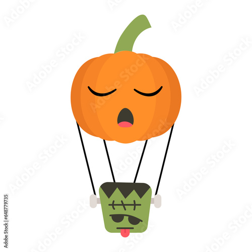 pumpkin jack and frankenstrein halloween balloon cute cartoon flat color
